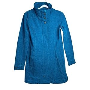 Title Nine Softshell Peacekeeper Long Jacket Coat Fleece Lined Blue XS